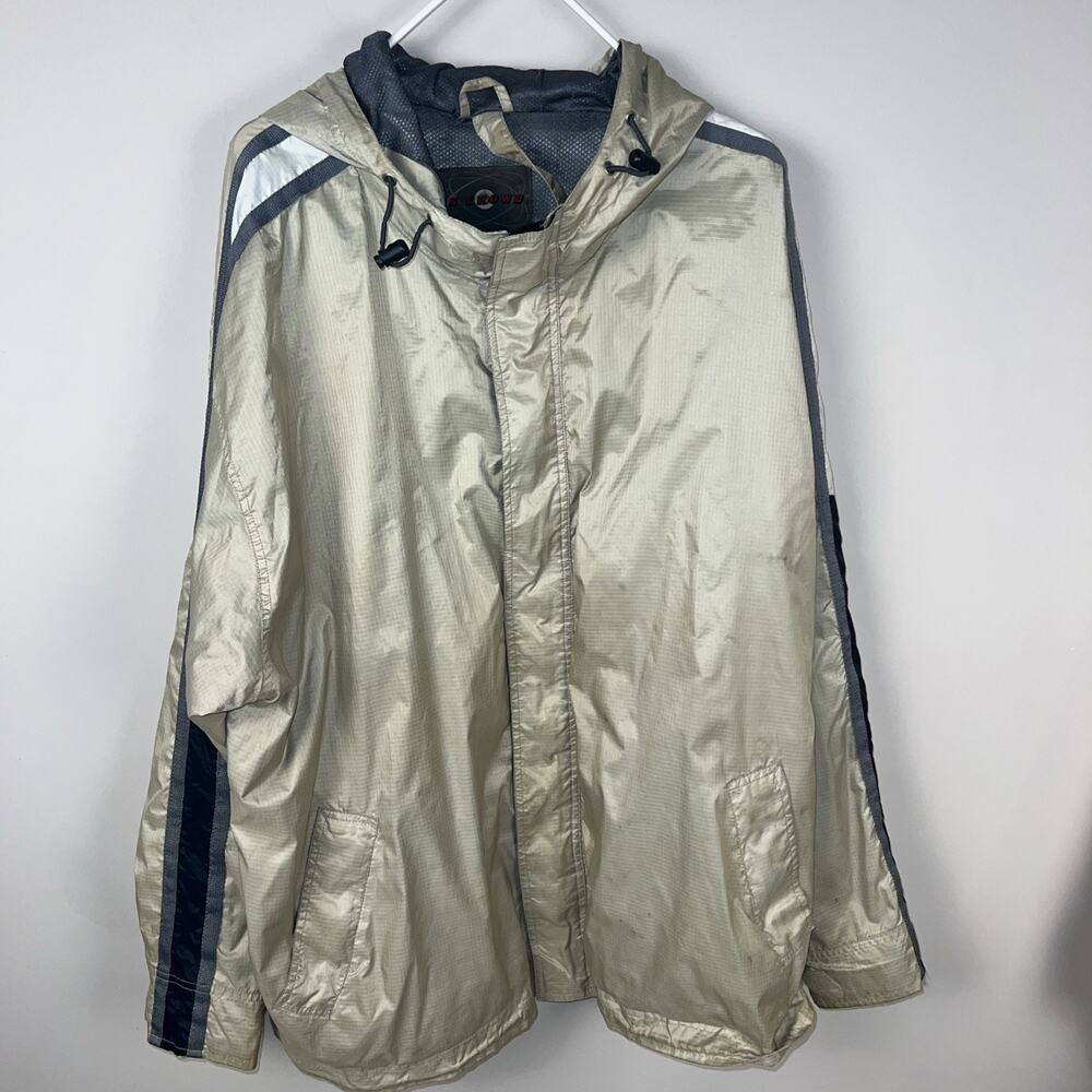 VINTAGE Mens “In Crowd” Windbreaker Jacket SZ 2XLarge Nylon Tan Priority‎ Ship